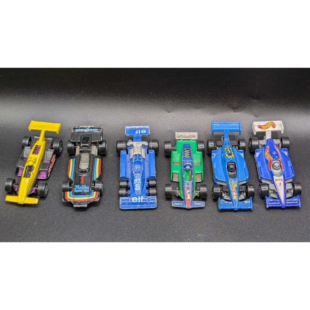 Hot Wheels & More Lot of 6 Vintage Die-cast Indy/Formula 1 Race Cars